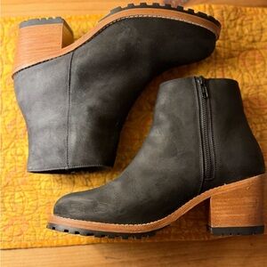 Patina Black Leather Ankle Boots